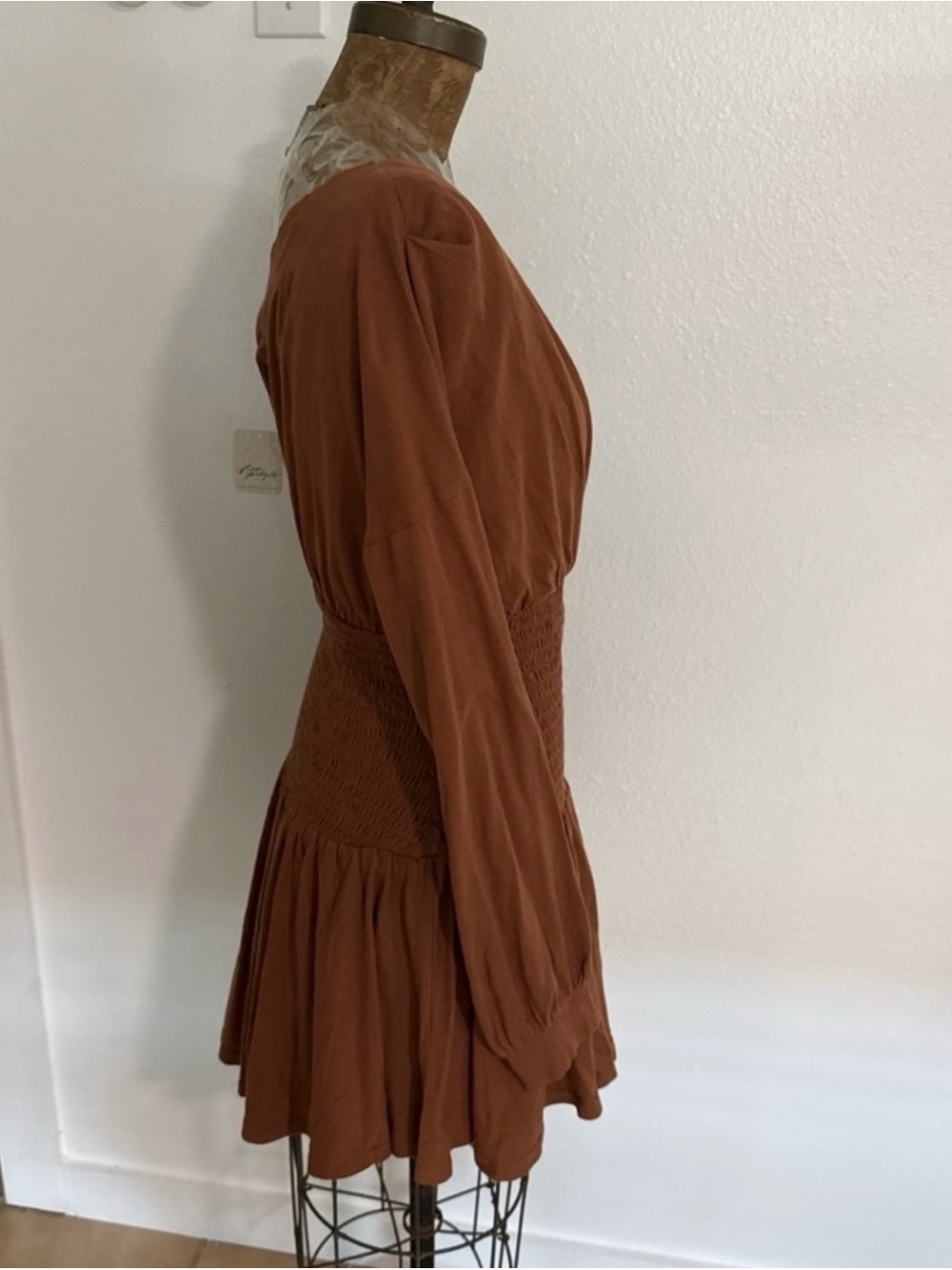 Free people free-est scorching hot off shoulder mini dress rust L new - Picture 3 of 6